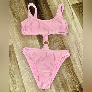 pink and orange ribbed one/two piece